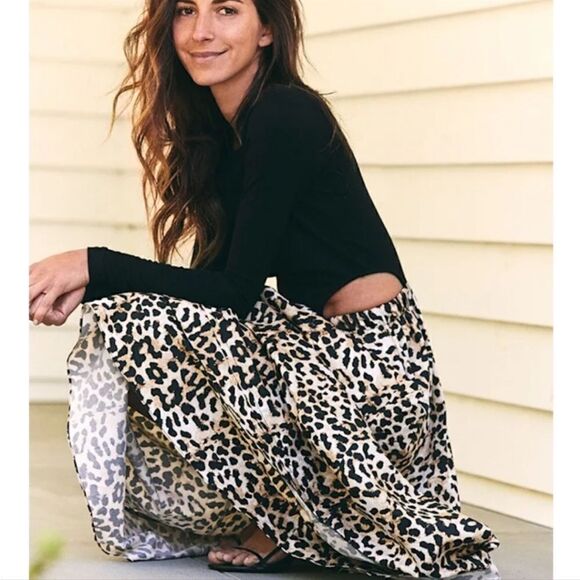 Something Navy Tara Cut Out Maxi Dress Leopard XS - Picture 1 of 9